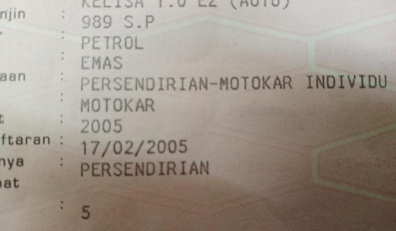 2005 Perodua KELISA 1.0 EZ (A)T/CAM FUEL INJECTION  -TY full