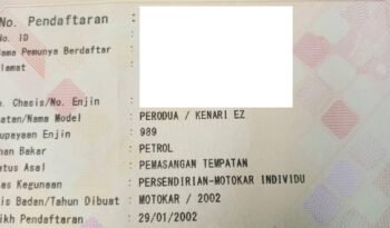 2002 Perodua KENARI 1.0 EZ (A) CASH -TY full