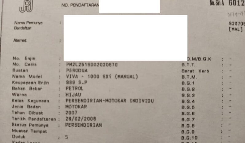 Perodua VIVA 1.0 SX STANDARD (M) 2 AIRBAG – TY full